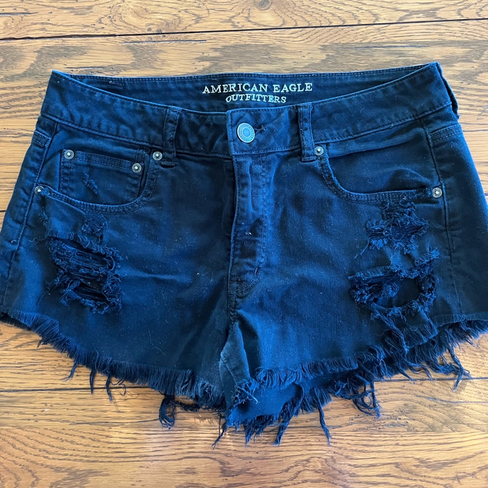 Black Denim High Rise Shorts